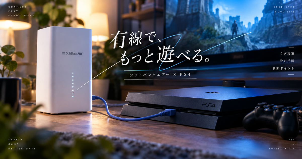 ソフトバンクエアーを有線でPS4につなぐ判断ポイント7つ｜ラグ対策と設定手順を押さえて遊びやすくする！