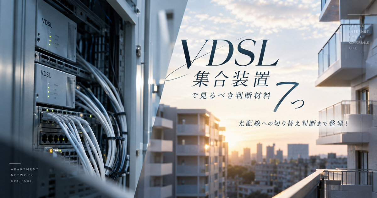 VDSL集合装置で見るべき判断材料7つ｜光配線への切り替え判断まで整理！